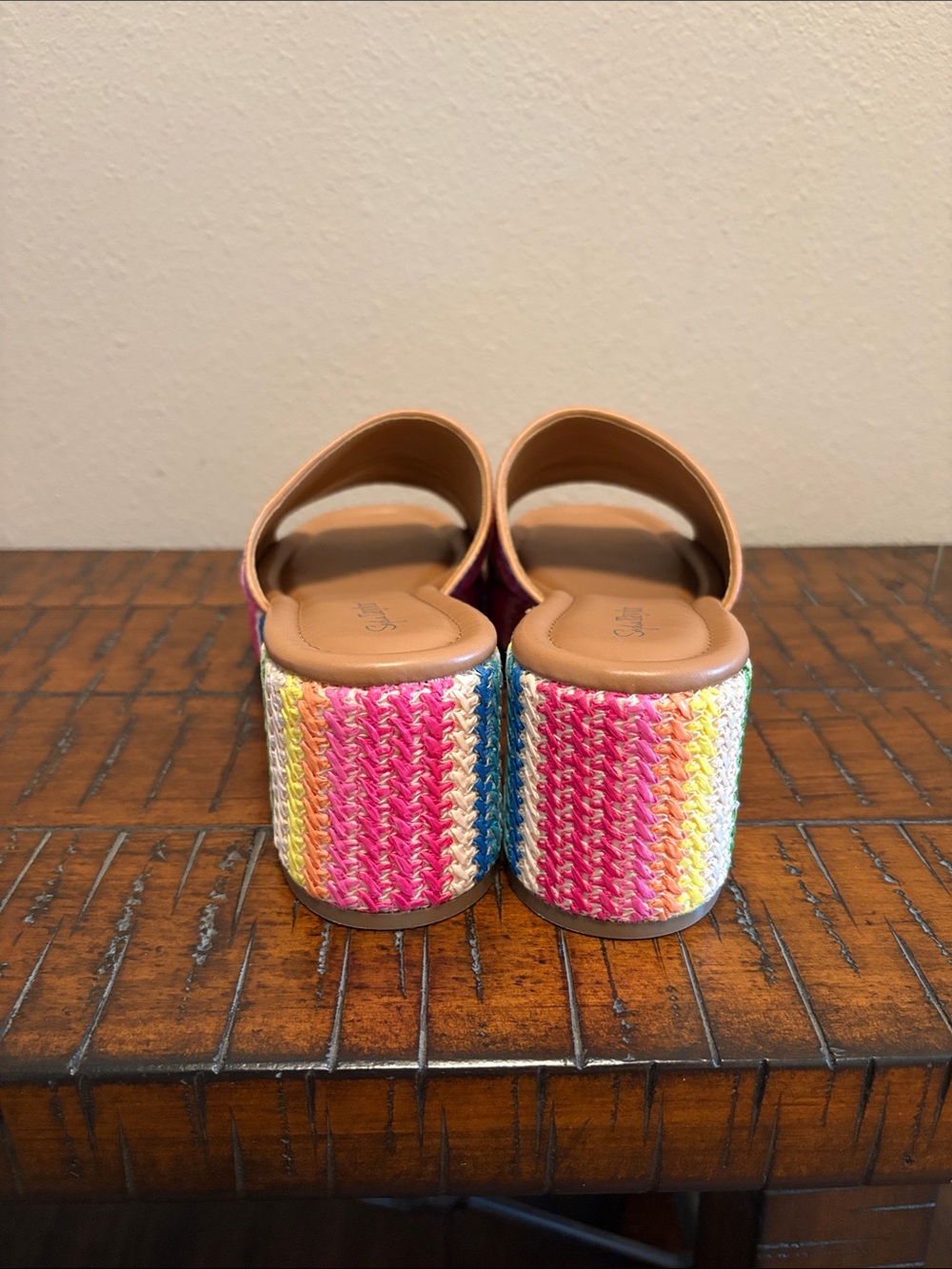 Sophia Taylor Rainbow Multicolor Stripe Slide Sandals - Size 10 - Picture 3 of 7